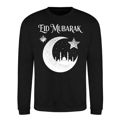 Eid Mubarak Islamic Crescent Mosque Printed Unisex Sweatshirt