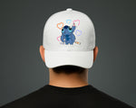 Stitch Crayons Heart Design Cap, Cute Stitch Colorful Printed Unisex Baseball Hat, 100% Cotton Twill Cartoon Lovers Hat M8407