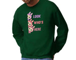 Labubu Cartoon Sweatshirt, Look Who's Here Design Heavy Blend Jumper, Cute Graphic Pullover For Unisex Kawaii Lovers M8426