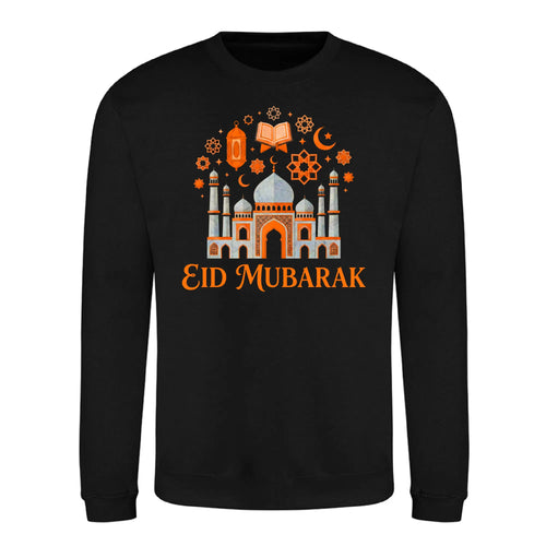 Mosque Graphic Eid Mubarak Printed Unisex Sweatshirt