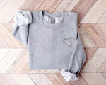Embroidered Cross Heart Sweatshirt, Christian Religious Faith Crewneck Sweater, Love Heart Valentines Day Jumper, Valentines Gifts for Her