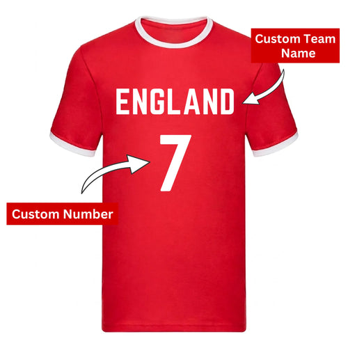 Personalised Football Team Name & Number Ringer Unisex T-Shirt