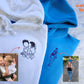 Custom Photo Embroidered Hoodie, Personalised Family Matching Sketch from Photo Unisex Jumper, 1st Anniversary Special Date Initial Sweater