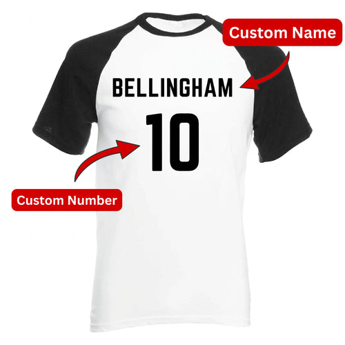 Custom Name Number Raglan Football Player Personalised T-Shirt