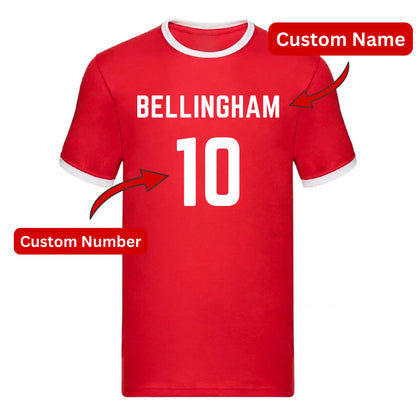 Personalised Football Player Name & Number Ringer Unisex T-Shirt