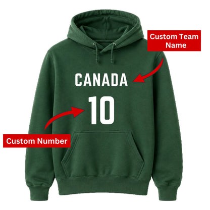 Personalised Football Team & Number Printed Unisex Hoodie - Fifa Word Cup 2026