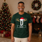 Santa Antlers Custom Name Monogram Christmas Unisex T-Shirt
