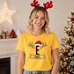 Santa Antlers Custom Name Monogram Christmas Unisex T-Shirt