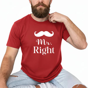 Mr & Mrs Right Valentine’s Day Couple Printed T-Shirt