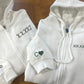 Personalised Zip Up Hoodie, Roman Numeral Custom Embroidered Jumper, Couple Matching Anniversary Date Hoody, Custom Initial Heart Sweatshirt