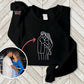 Personalised Photo Sketch Embroidered Sweatshirt, Couple Portrait from Photo Wifey Sweatshirt, Line Drawing Matching Hoody, Anniversary Gift