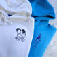 Custom Photo Embroidered Hoodie, Personalised Family Matching Sketch from Photo Unisex Jumper, 1st Anniversary Special Date Initial Sweater