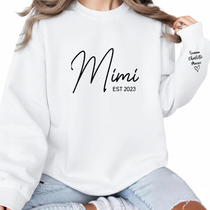 Mimi Est year and Name Personalised Printed Mother Day Sweatshirt - M1081