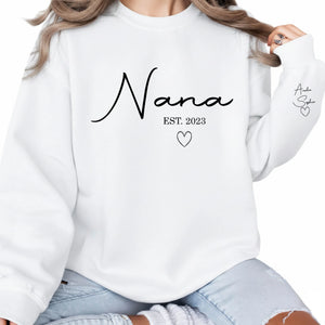 Nana Kids Names EST Year Personalised Printed Mother Day Sweatshirt - M1068