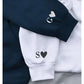 Matching Couple Hoodie, Custom One Year Anniversary Initial Heart Hoodie, Embroidered Roman Numeral Sweatshirt, GF BF Couple Matching Jumper