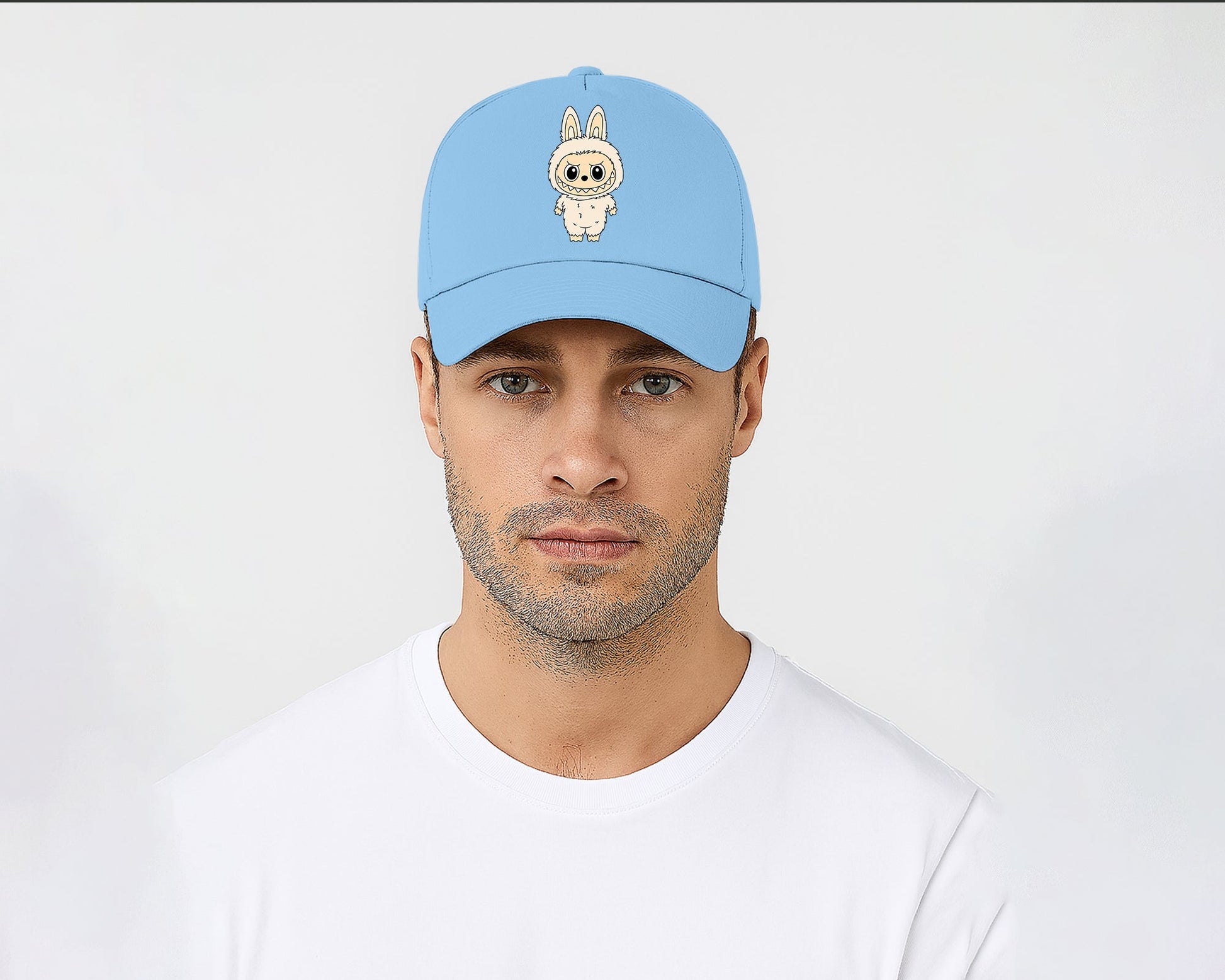 Labubu Cap, Cute Cartoon Printed Baseball Hat For Anime Fans, Unisex Pre-Curved Peak Design Gift Cap M8424