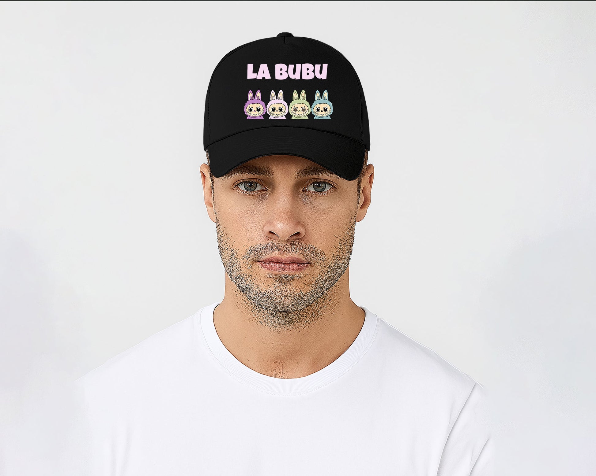 La Bubu Original 5 Panel Cap, Unisex Funny Cartoon Design Hat, 100% Cotton Printed Baseball Cap, Perfect Gift for All Seasons M8427
