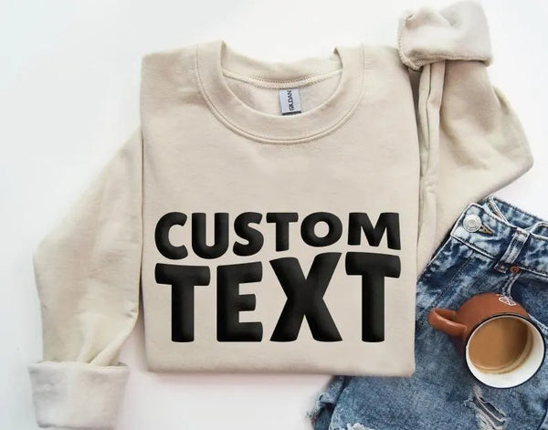 Custom Puff Print Sweatshirt, Personalised Embossed Print Crewnecks, Custom Team Name School Mascot Jumper, Personalised Gifts, Gift for Her