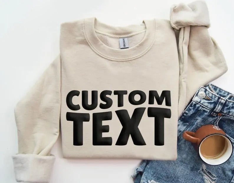 Custom Puff Print Sweatshirt, Personalised Embossed Print Crewnecks, Custom Team Name School Mascot Jumper, Personalised Gifts, Gift for Her
