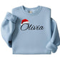 Personalised Christmas Sweatshirt with Custom Name & Santa Hat PW236