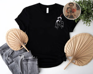 Portrait Sketch Design Tshirt, Trendy Graphic Pullover with Modern Casual Style E540