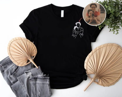 Portrait Sketch Design Tshirt, Trendy Graphic Pullover with Modern Casual Style E540