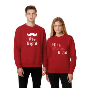 Mr & Mrs Right Valentine’s Day Couple Printed Sweatshirt