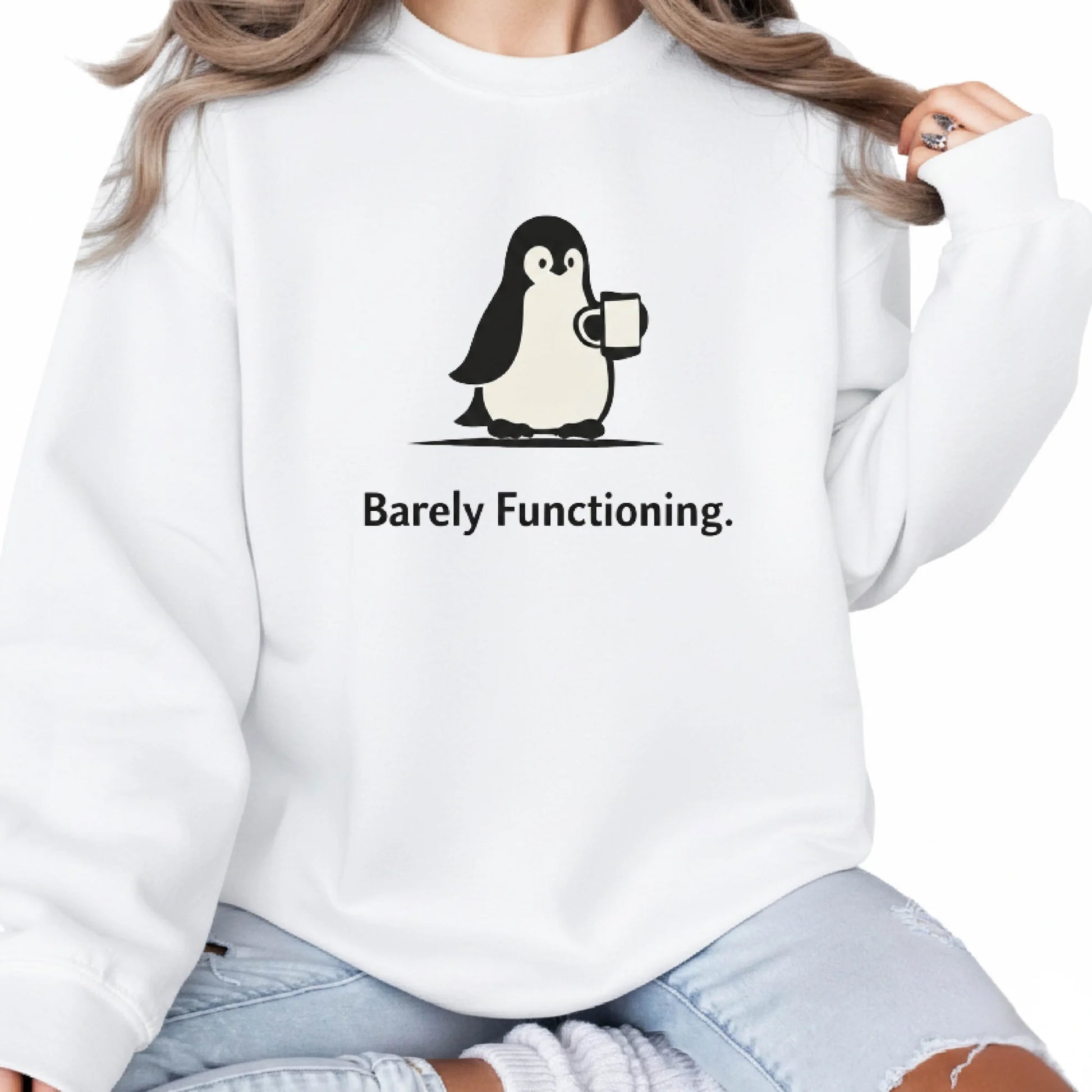 Barely Functioning Penguin Trending Sweatshirt - PW5002