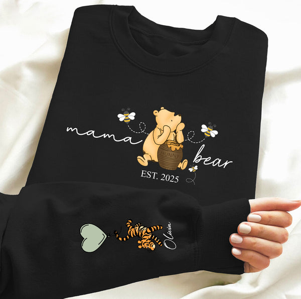 Personalised Mama Bear Sweatshirt with Kids Names, Custom Mama Printed Crewneck, Mother's Day Gifts, Cozy Mom Life Jumpers, Gift for Momma