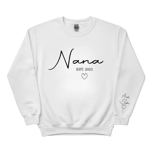 Nana Kids Names EST Year Personalised Printed Mother Day Sweatshirt - M1068