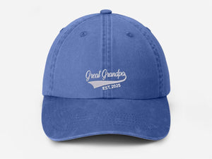Personalised Great Grandpa Hat, Custom Embroidered Grandpa Hats, Vintage Baseball Caps, Grandpa Hats with Est Year, Gifts for New Grandpa