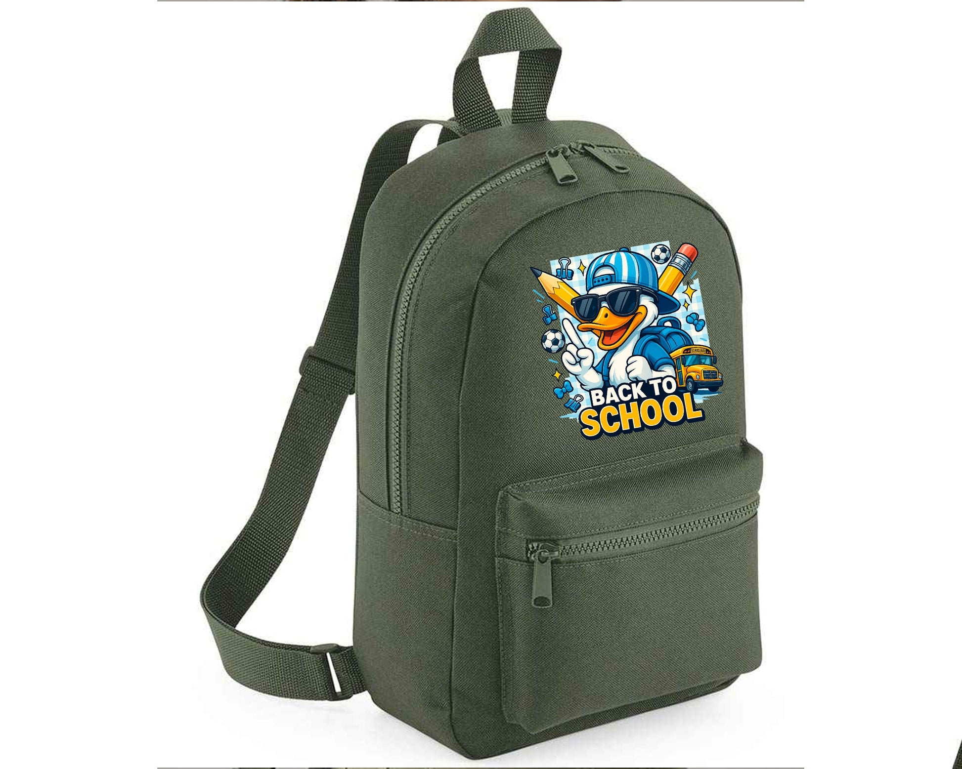 Back To School Kids Backpack, Funny & Cute Duck Printed Bag For Boys And Girls, Perfect Padded Back Panel Bag M8483