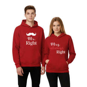 Mr & Mrs Right Valentine’s Day Couple Printed Hoodie