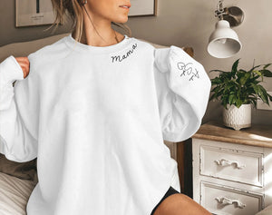 Mama with Custom Kids Names Printed Mother Day Sweatshirt - M1067