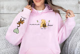 Mama Bear Hoodies. Personalised Mum Hoodie with Children Names on Sleeve. Mama Bear Jumpers, Hooded Sweaters for New Mum. Mother's Day Gifts
