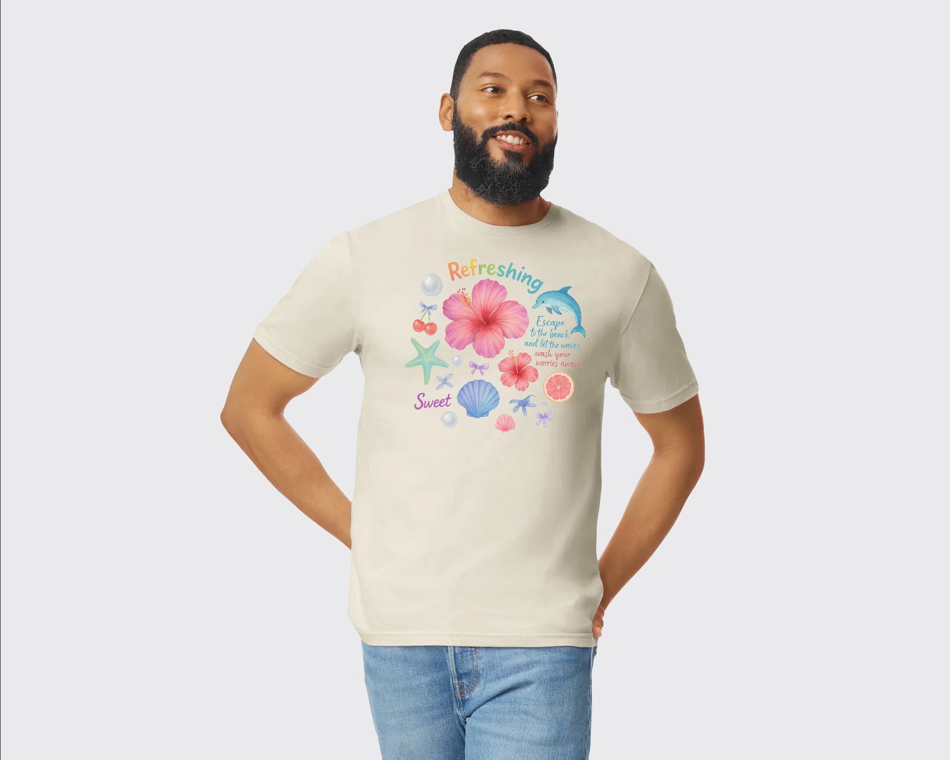 Refresh Sweet Summer Beach T-Shirt, Perfect Tee for Beach Days, Pool Parties & Chilling in Warm Weather 100% Ringspun Cotton M8439