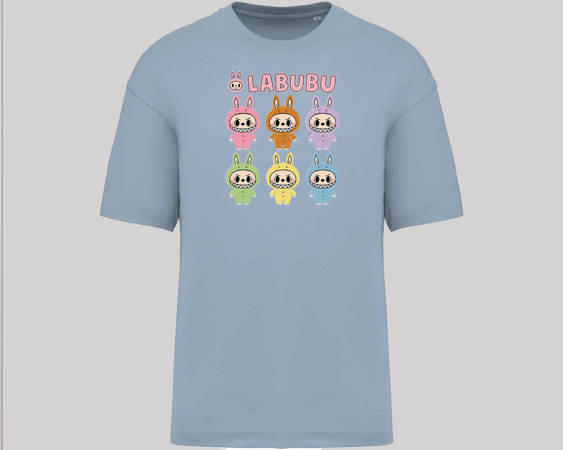 Labubu Native Spirit Graphic T-Shirt, Oversized Urban Streetwear Tee, 100% Organic Cotton, Unisex Cartoon Design Top M8413