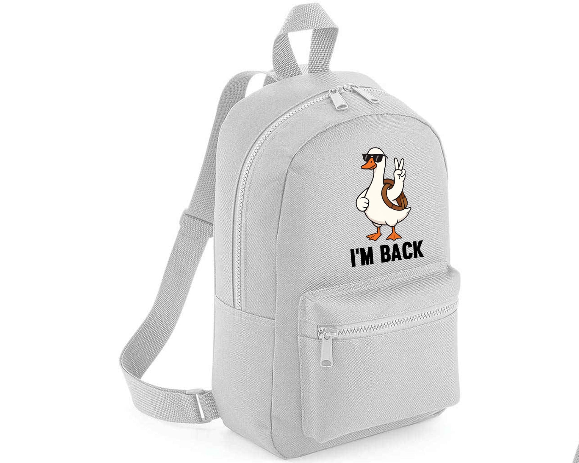 Back To School Kids Backpack, Duck I'm Back Printed Funny Cartoon Design Fashion Bag, Stylish, Lightweight & Ideal For Books, Supplies & Travel M8482