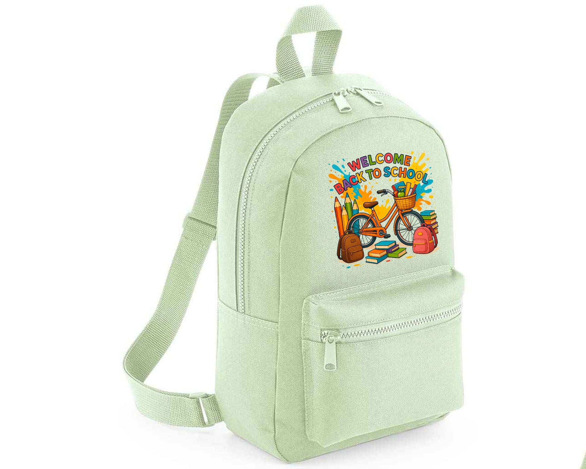 Back To School Kids Fashion Backpack, Cycle & Books Printed Bag, Trendy School Bag With Fun Graphics Boys & Girls M8484
