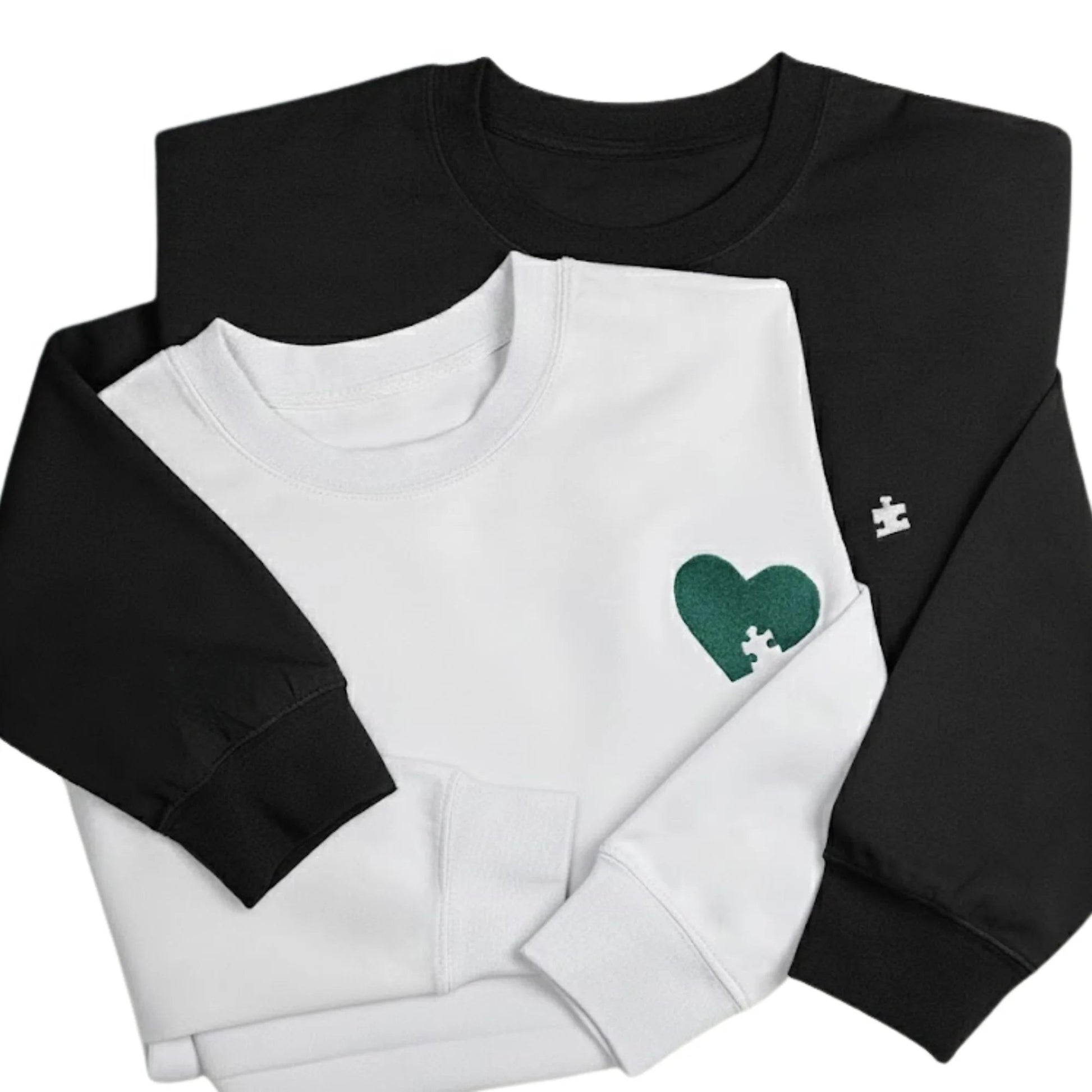 Heart Puzzle Sketch Embroidery SweatShirt - EWB103
