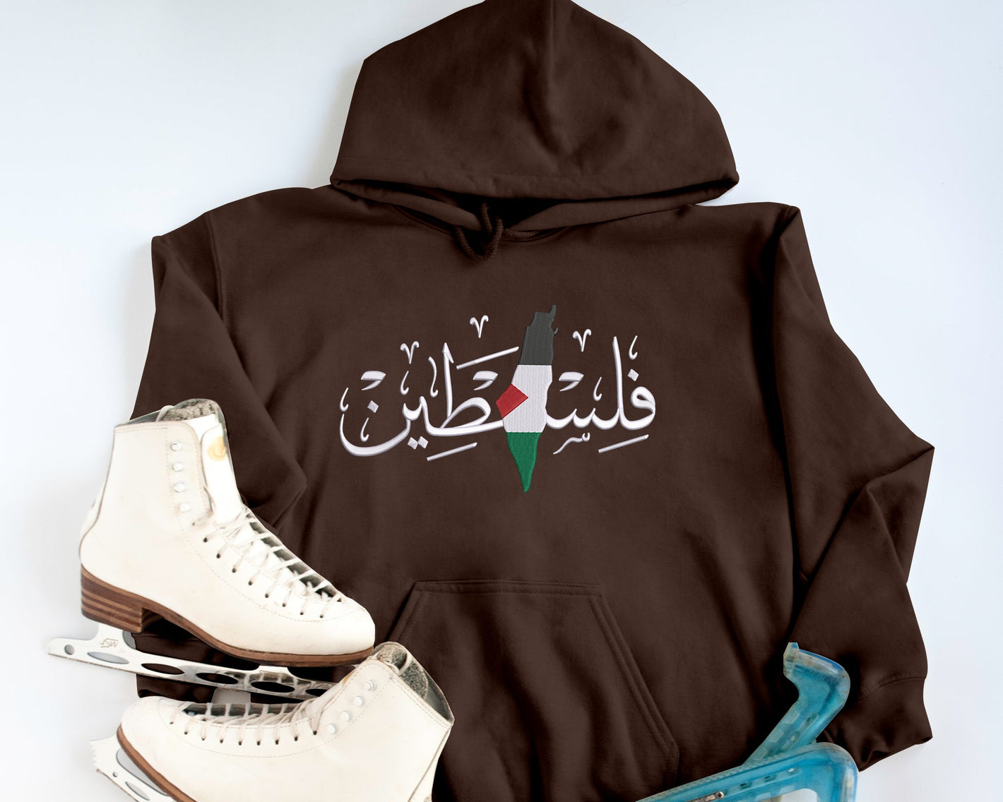 Palestine Hoodie, Embroidered Palestine Arabic Name Sweatshirt, Support Palestine Freedom Ghaza Protest Jumper, Adult Size Comfort Color Top