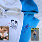 Custom Photo Embroidered Hoodie, Personalised Family Matching Sketch from Photo Unisex Jumper, 1st Anniversary Special Date Initial Sweater