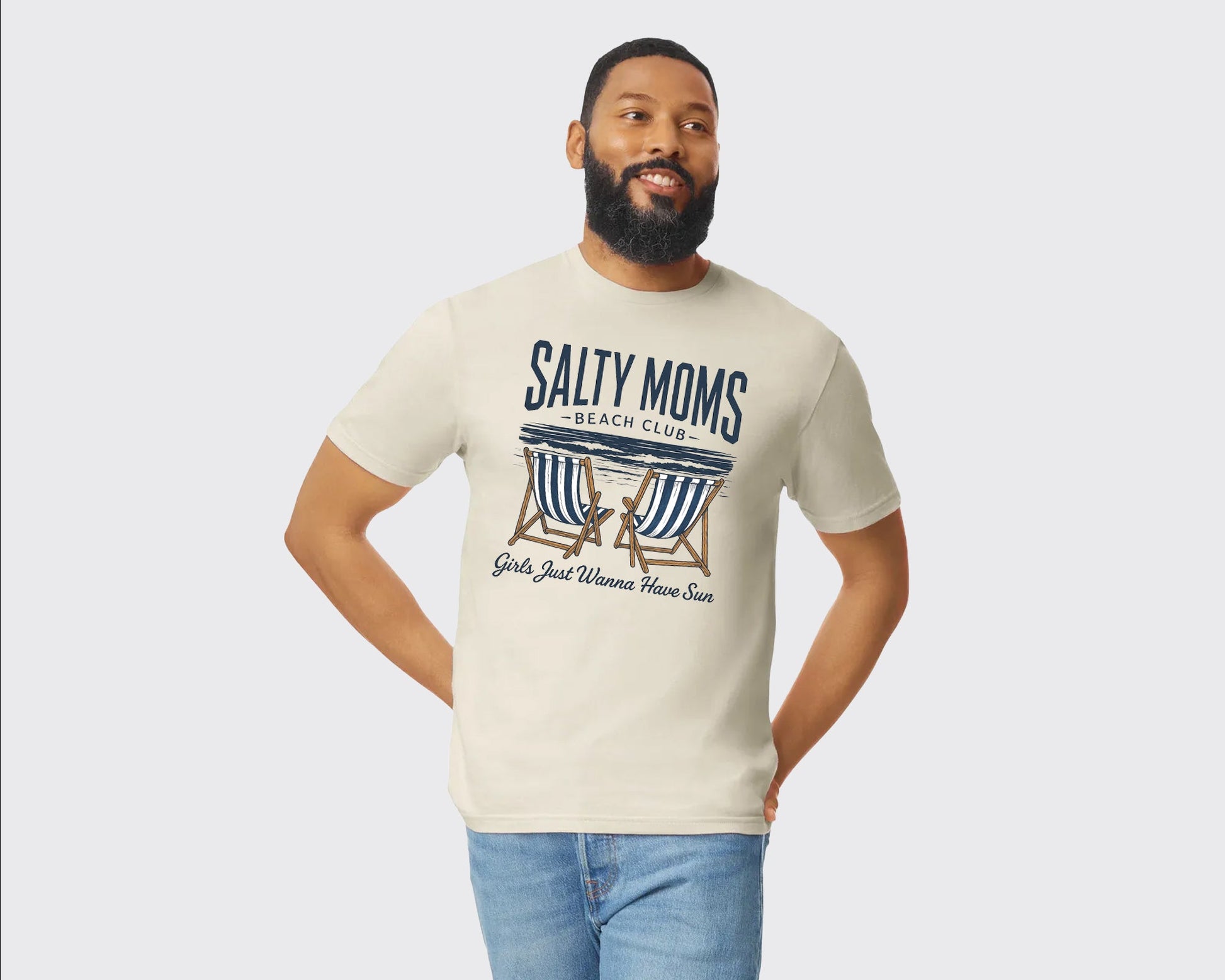 Salty Moms Beach Club Tee, Just Wanna Have Sun Summer Shirt For Women, Cute Summer Vibes Vacation Graphic T-Shirt M8440