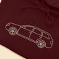 Custom Car Embroidered Photo Hoodie, Outline Car Portrait from Photo Jumper, Personalised Sketch Couples Hoody, Memorial Car Lover Guy Gift