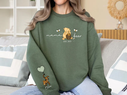 Personalised Mama Bear Sweatshirt with Kids Names, Custom Mama Printed Crewneck, Mother's Day Gifts, Cozy Mom Life Jumpers, Gift for Momma