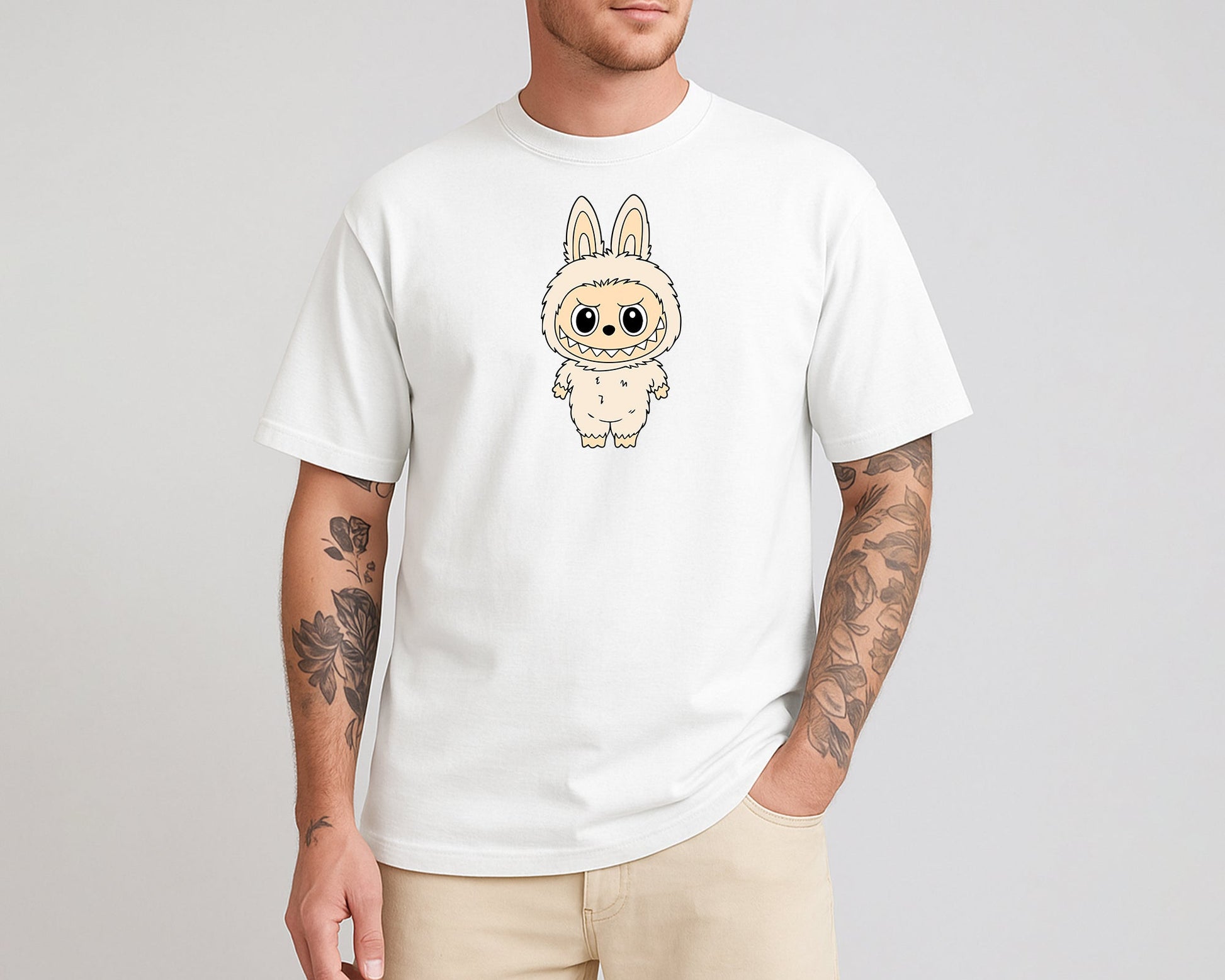 Labubu Oversized T-Shirt, Cute Streetwear Tee for Men & Women, 100% Organic Cotton Labubu Graphic Tee M8424