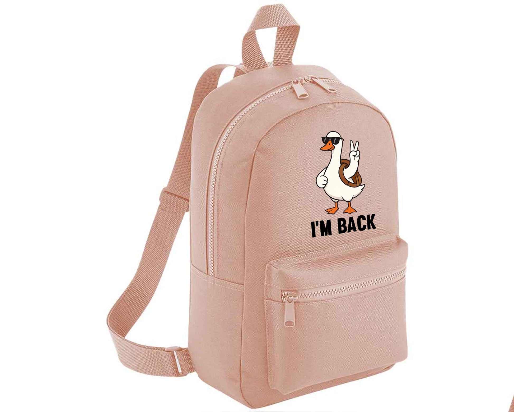 Back To School Kids Backpack, Duck I'm Back Printed Funny Cartoon Design Fashion Bag, Stylish, Lightweight & Ideal For Books, Supplies & Travel M8482