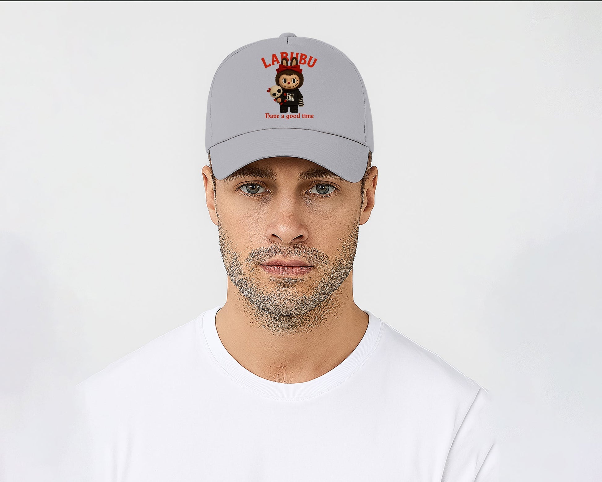 Labubu Have A Good Time Baseball Cap, Fun & Trendy Cartoon Hat, Adjustable Unisex 100% Cotton Twill Cap M8411