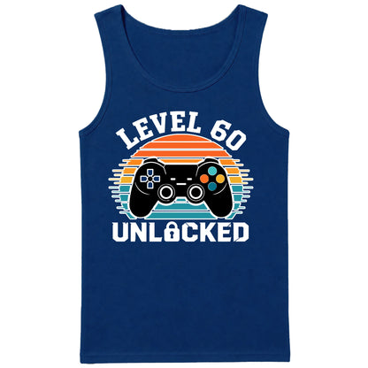 60th Birthday Tank Top Men Level 60 Unlocked Retro Gamer