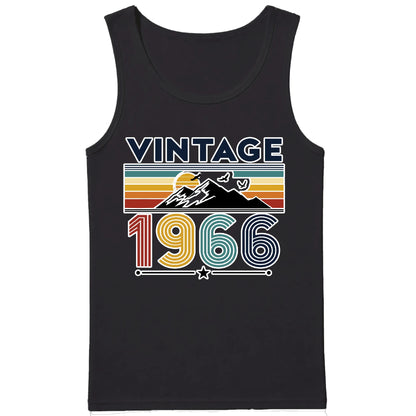 60th Birthday Tank Top Men Vintage 1966 Retro Mountain Sunset